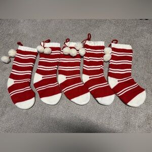NWOT! 5-Target Wondershop Brand Red and White Striped Knit Christmas Stockings